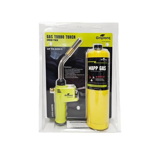 GRIPTORQ MAPP GAS TORCH TURBO - COMBI PACK