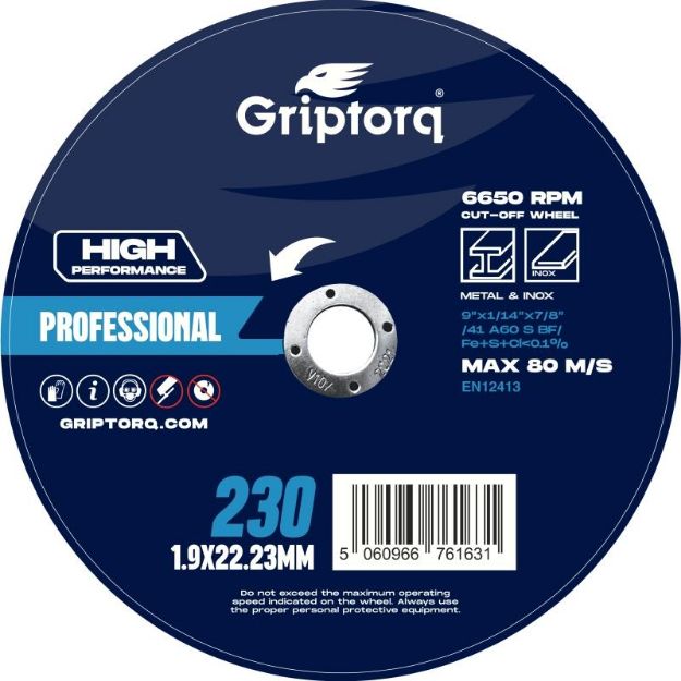 METAL CUTTING DISC - PROFESSIONAL GRIPTORQ 230 X 1.9 X 22MM