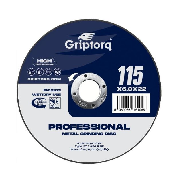 115 X 6 X 22MM METAL GRINDING DISC -GRIPTORQ