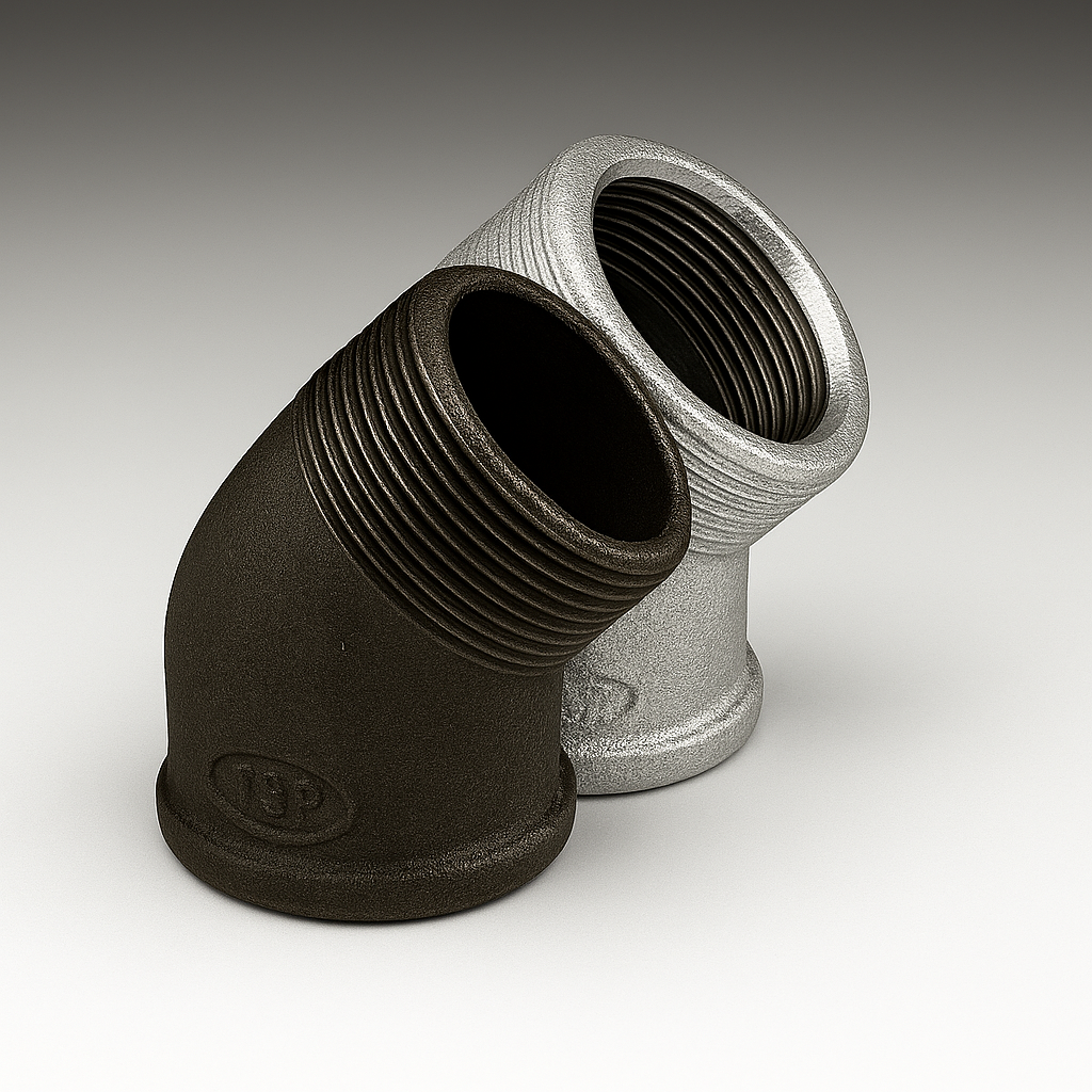 TSP FIG 121 MF 45 DEG ELBOW MALLEABLE FITTING